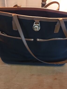 Michael Kors Black Tote with Brown Trim and Gold Hardware *Rehab Project*